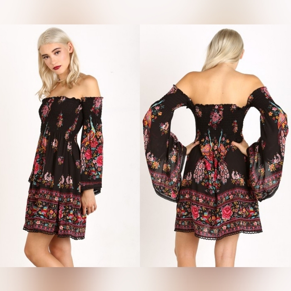 Spell~ Hotel Paradiso Bell Sleeve Mini Dress 🌺 - Picture 4 of 12